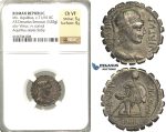 P05, Roman Republic, Mn. Aquillius (ca. 71/65 BC) AR Denarius Serratus (3.82g) Rome, Sicily, NGC Ch VF