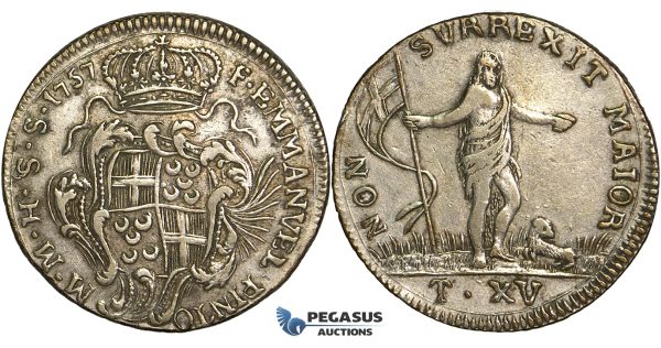 P25, Malta, Emmanuel Pinto, 15 Tari 1757, Silver, Very Nice!