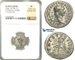 P49, Roman Empire, Trajan (98-117 AD) AR Denarius (3.00g) Rome, 100 AD, Victory, NGC XF