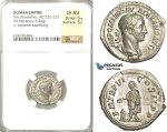 P60, Roman Empire, Severus Alexander (222-235 AD) AR Denarius (3.26g) Rome, 227 AD, NGC Ch AU