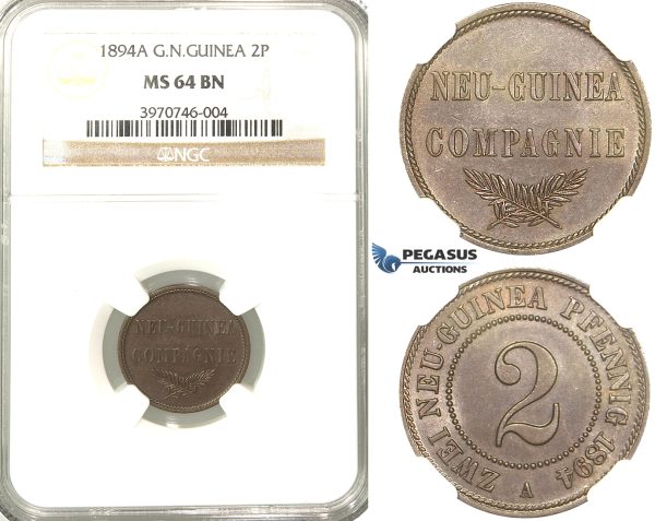 P66, German New Guinea, 2 Pfennig 1894-A, Berlin, NGC MS64BN