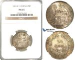 P75, French Indo-China (Vietnam) 20 Centimes 1901-A, Paris, Silver, NGC MS65