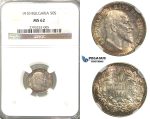R04, Bulgaria, Ferdinand, 50 Stotinki 1910, Silver, NGC MS62