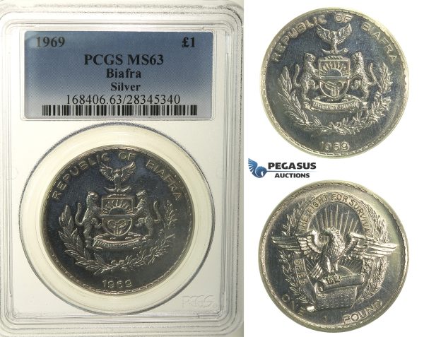 R105, Biafra, Pound 1969, Silver, PCGS MS63