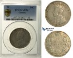 R114, Canada, George V, 50 Cents 1911, Silver, PCGS VF25