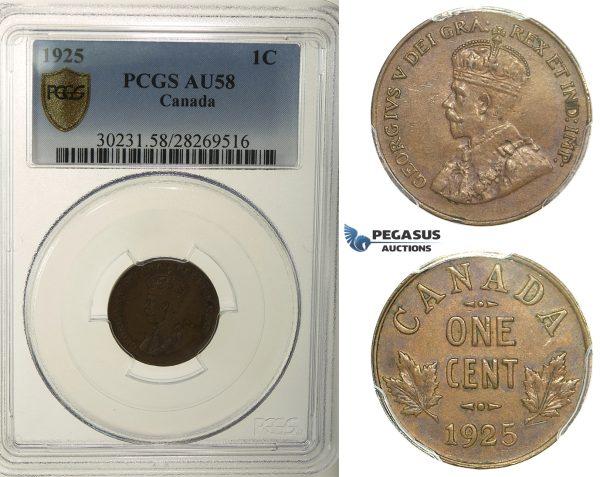 R118, Canada, George V, Cent 1925, PCGS AU58