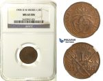 R123, Danish West Indies, Christian IX, 1/2 Cent/2 1/2 Bit 1905, NGC MS63BN