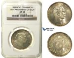 R128, Denmark, Christian IX, 2 Kroner 1888 (25th Ann. of Reign) Silver, Copenhagen, NGC MS65
