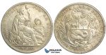 R14, Peru, Sol 1889-TF, Silver, Nice toning!