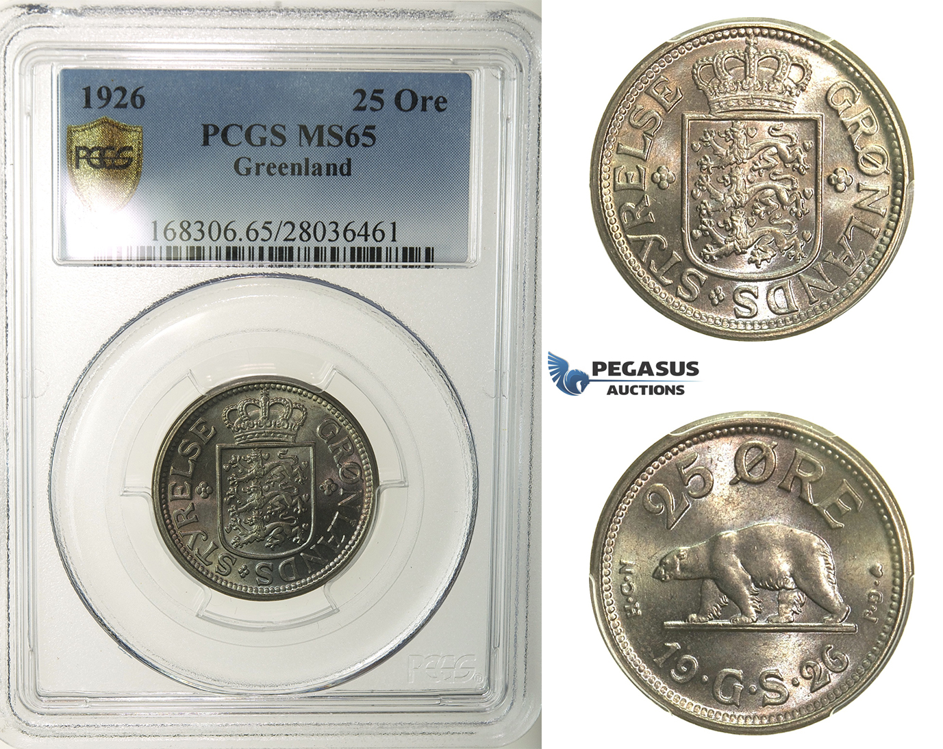 R143, Greenland, 25 Øre 1926-HCN, PCGS MS65
