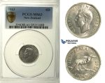 R153, New Zealand, George VI, Sixpence 1943, Silver, PCGS MS63