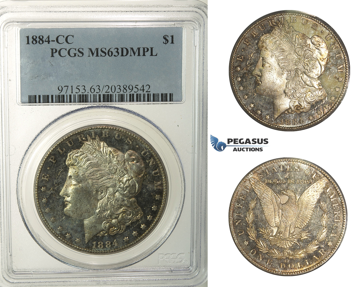 R171, United States, Morgan Dollar 1884-CC, Carson City, Silver, PCGS MS63DMPL