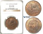 R201, Australia, George V, Penny 1921, NGC MS64RB Rare Grade!