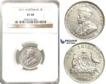 R202, Australia, George V, Shilling 1911, Silver, NGC XF40