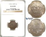 R212, Crete, Prince George, 2 Lepta 1900-A, Paris, NGC MS64BN