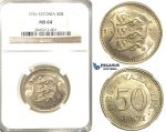 R214, Estonia, 50 Senti 1936, NGC MS64