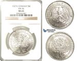 R216, Germany, Weimar, Oak Tree 5 Reichsmark 1927-A, Berlin, Silver, NGC MS65