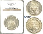 R224, Norway, 2 Kroner 1907 (Independence) Silver, NGC MS62