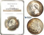 R230, Sweden, Oscar II, 2 Kronor 1898 EB, Stockholm, Silver, NGC MS65 (Pop 1/2, no finer)