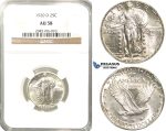 R233, United States, Standing Liberty Quarter (25C.) 1920-D, Denver, Silver, NGC AU58