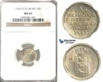 R303, Danish West Indies, Christian VIII, 10 Skilling 1845, Silver, NGC MS63