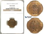 R304, Danish West Indies, Frederik VII, 1 Cent 1860, NGC MS64RB