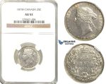 R333, Canada, Victoria, 25 Cents 1874-H, Heaton, Silver, NGC AU53