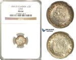 R334, Ecuador, 1/2 Decimo 1899-JF, Lima, Silver, NGC MS66 (Pop 1/1, No finer!)