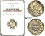 R335, Finland (under Russia) Nicholas II, 50 Penniä 1916-S, Silver, NGC MS65
