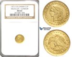R34, Colombia, 1 Peso 1872 (Condor) Medellin, Gold, NGC MS64