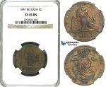 R346, Belgium, Leopold I, 5 Centimes 1847 (French Leg.) NGC XF45BN