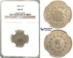 R358, United States, Shield 5 Cents 1868, NGC AU55