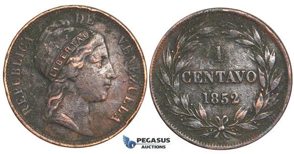 R361, Venezuela, 1 Centavo 1852, (Traces of corrosion)