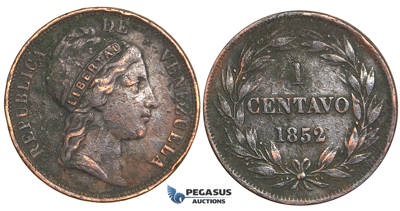 R361, Venezuela, 1 Centavo 1852, (Traces of corrosion)