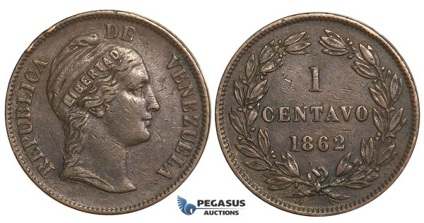 R362, Venezuela, 1 Centavo 1862, Nice details!