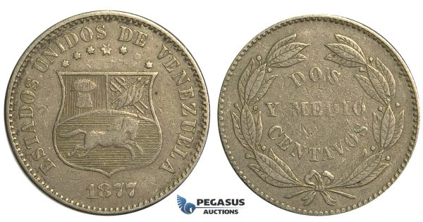 R364, Venezuela, 2 1/2 Centavos 1877
