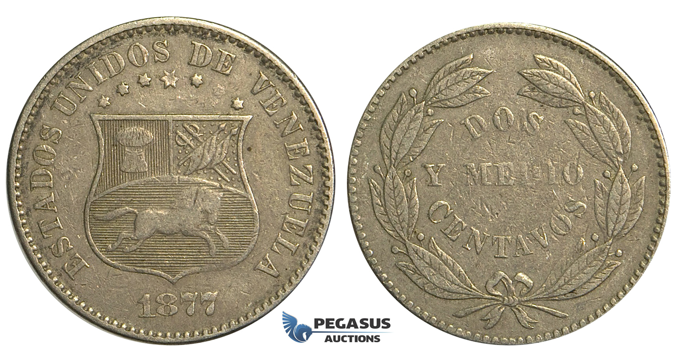 R364, Venezuela, 2 1/2 Centavos 1877