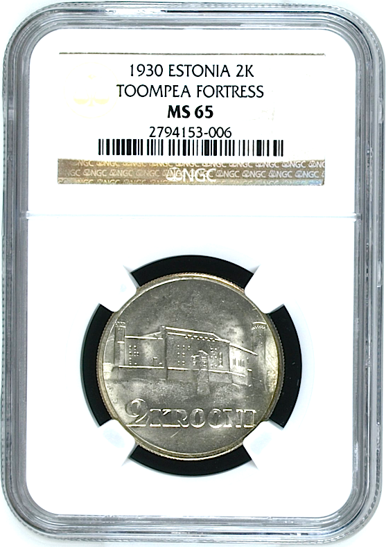 R383, Estonia (Toompea Fortress) 2 Krooni 1930, Silver, NGC MS65