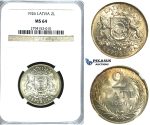 R387, Latvia, 2 Lati 1926, Silver, NGC MS64