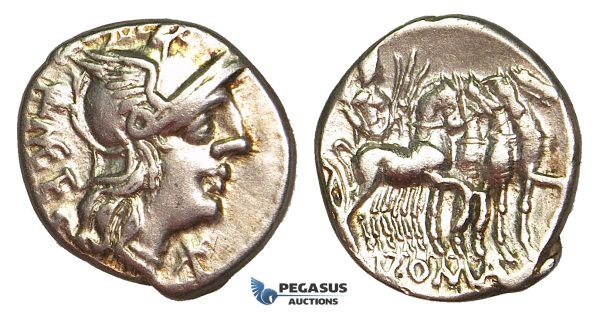 R396, Roman Republic, Q. Caecilius Metellus (130 BC) AR Denarius (3.85g) Rome, Quadriga