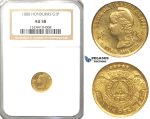 R40, Honduras, 1 Peso 1888, Gold, NGC AU58