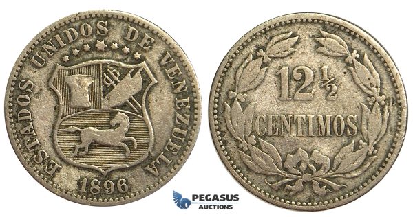 R401, Venezuela, 12-1/2 Centimos 1896