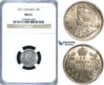 R404, Canada, George V, 10 Cents 1921, Silver, NGC MS61