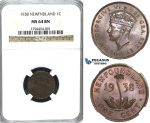 R405, Canada, Newfoundland, George VI, Cent 1938, NGC MS64BN (Pop 1/1)