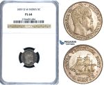 R407, Danish West Indies, Frederik VII, 5 Cents 1859, Altona, Silver, NGC PL64