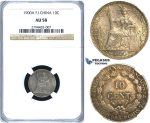 R409, French Indo-China, 10 Centimes 1900-A, Paris, Silver, NGC AU58