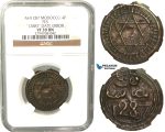 R438, Morocco, Sidi Mohammed IV, 4 Falus AH1287, NGC VF30BN (Date error "12887")