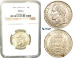 R452, Venezuela, 2 Bolivares 1945, Silver, NGC MS64