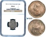 R485, Thailand, Rama V, 1/4 Baht RS121 (1902) Silver, NGC MS64