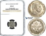 R487, Denmark, Christian IX, 4 Skilling 1873 CS, Copenhagen, Silver, NGC MS64